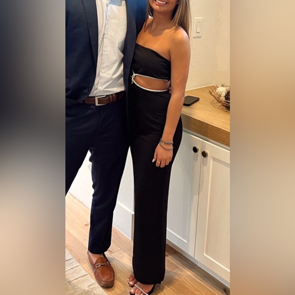 MESHKI - strapless dress in black and silver - Picture 2 of 4